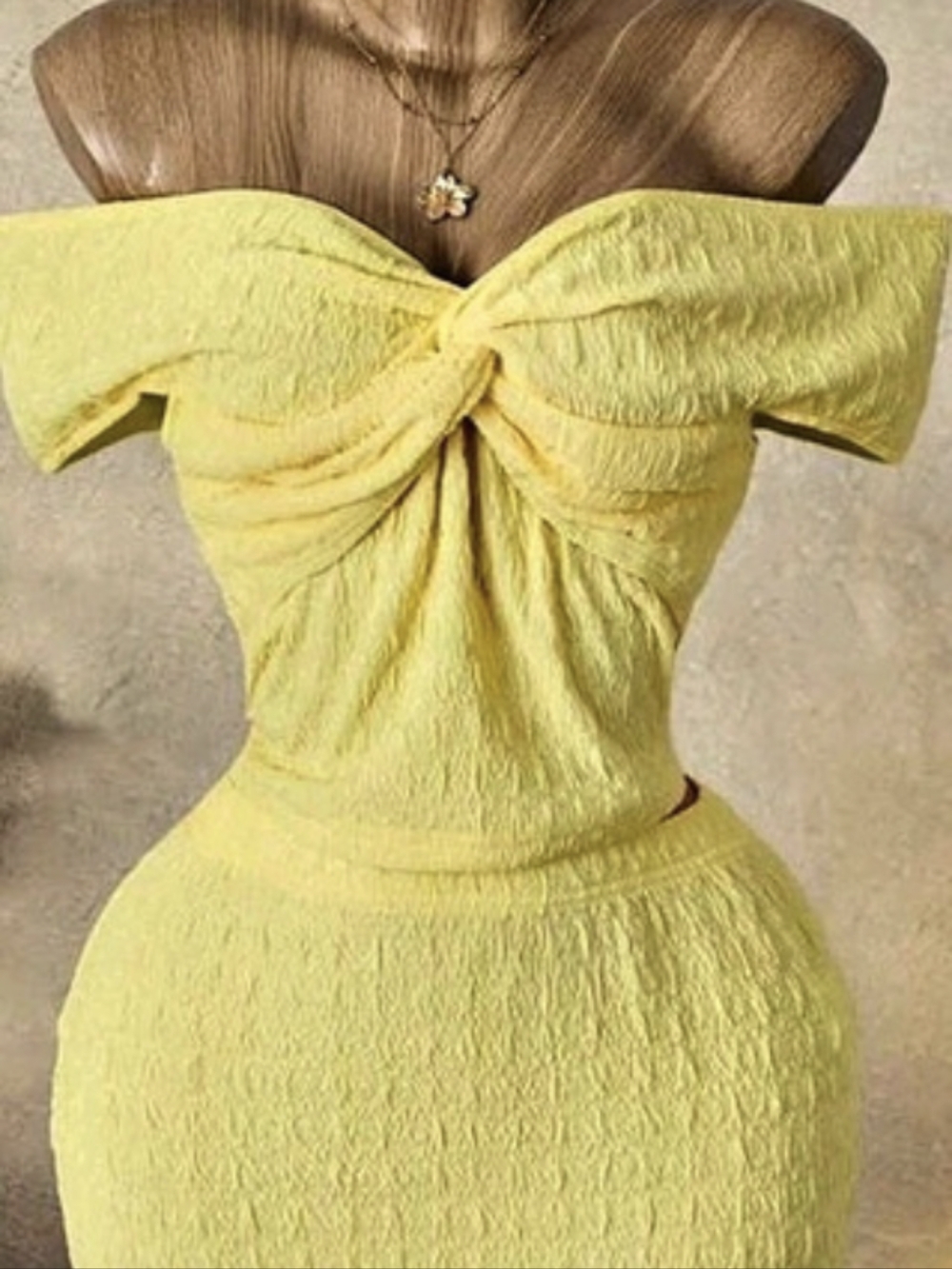 Yellow Off-Shoulder 2pcs/set